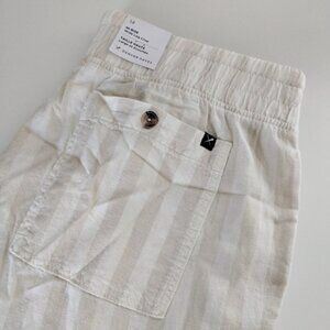 Denver Hayes Hi-Rise Wide Leg Crop Pants 14 Beige Stripes Linen Blend